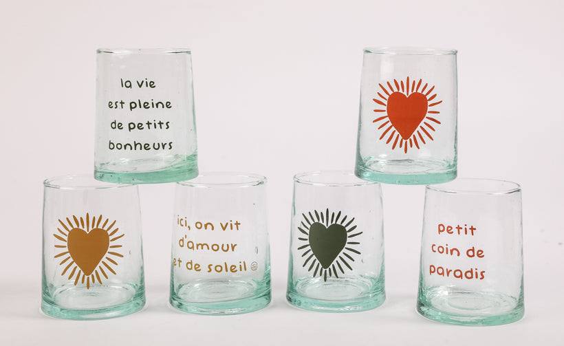 6 verres Beldi gm cœurs soleil
