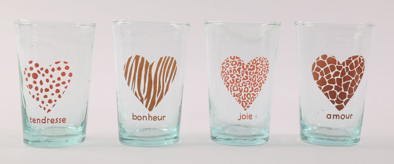 4 stackable Beldi glasses hearts happiness