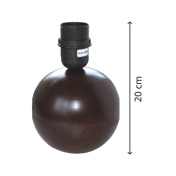 Base Lampada Sferica Vari - Castagno - Altezza 20 cm - E27 - Legno - Calda ed Elegante