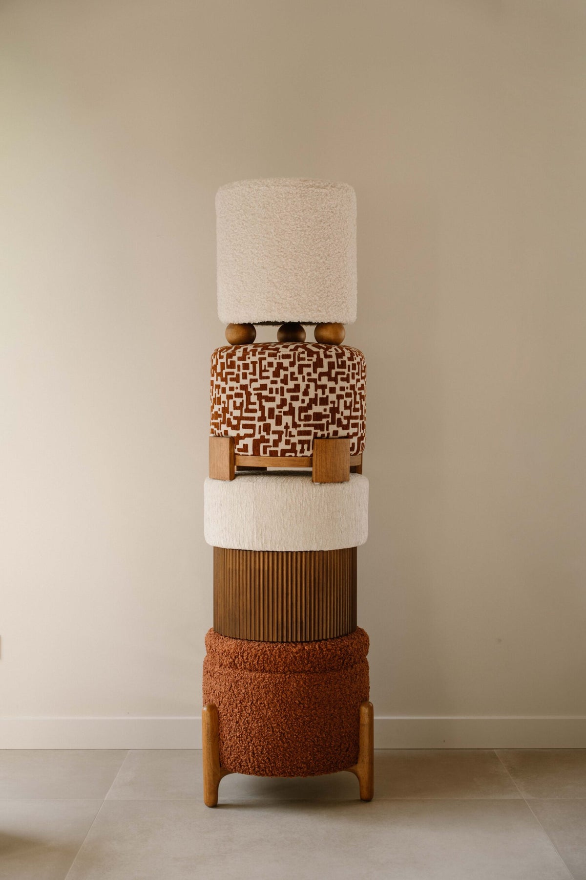 Indore Home - Fien - Pouf - Ottoman - Brown - Beige