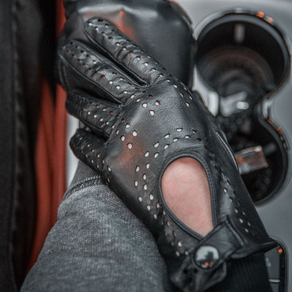 Sporty-Elegant Leather Gloves for Ladies