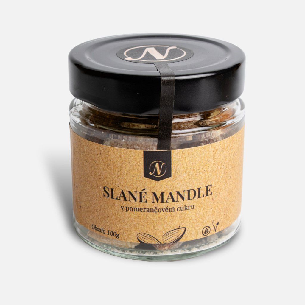 Salty almonds in orange sugar 100 g