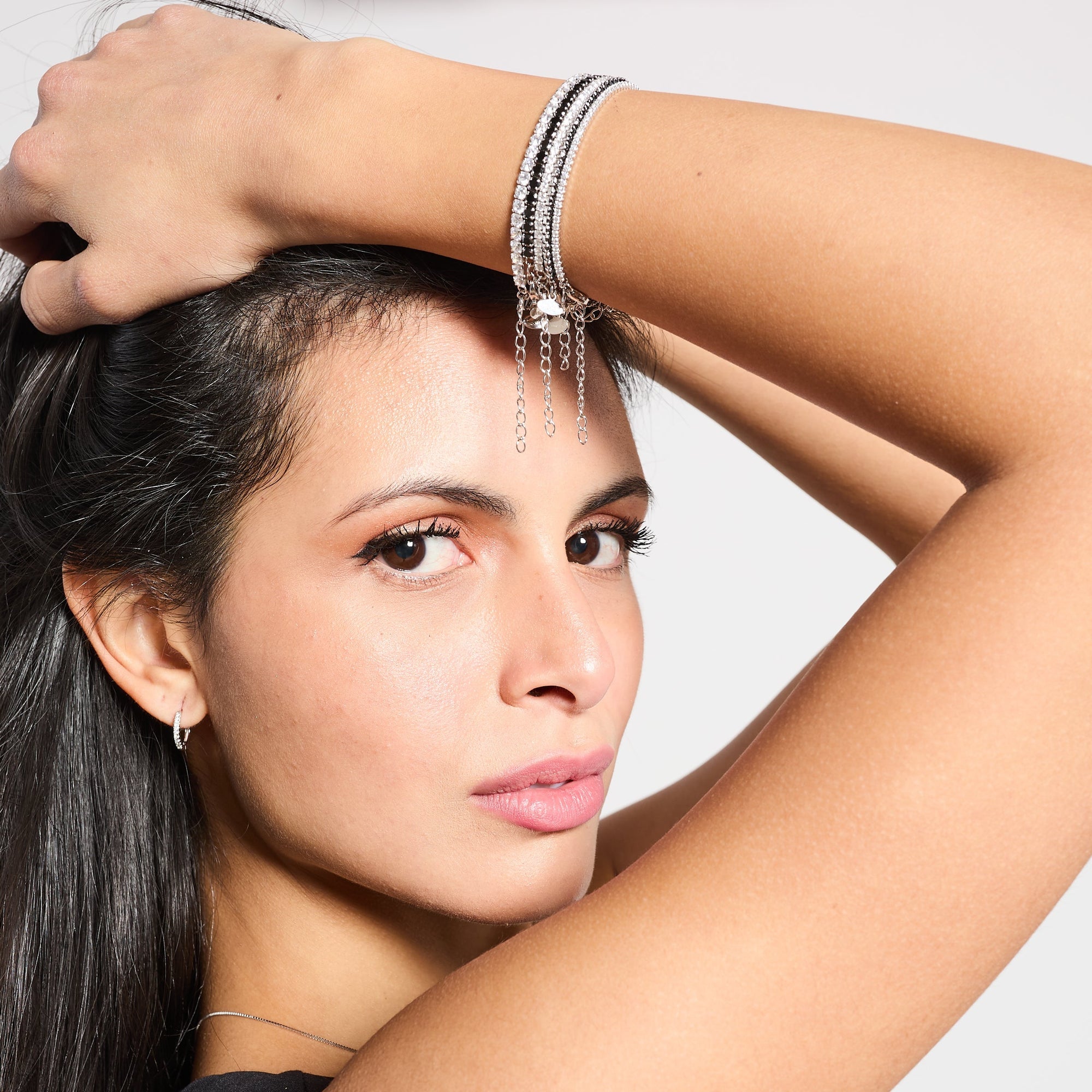 Bracciale argento rodiato tennis e zirconi neri mm 3,0