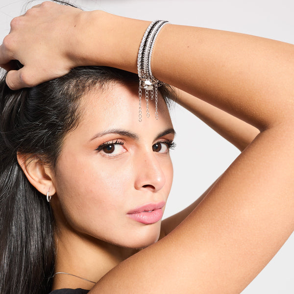 Rhodium-plated silver tennis bracelet with black zircons mm 3.0