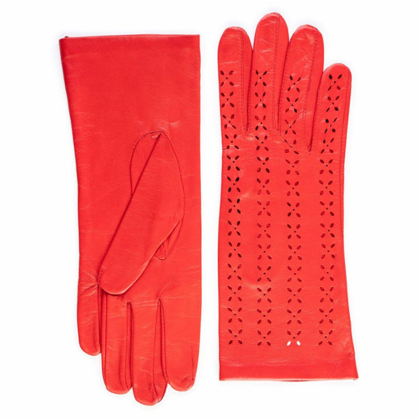 Summer gloves with flower-shaped perforations