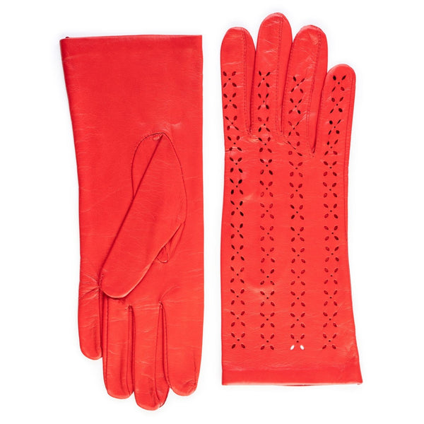 Summer gloves with flower-shaped perforations