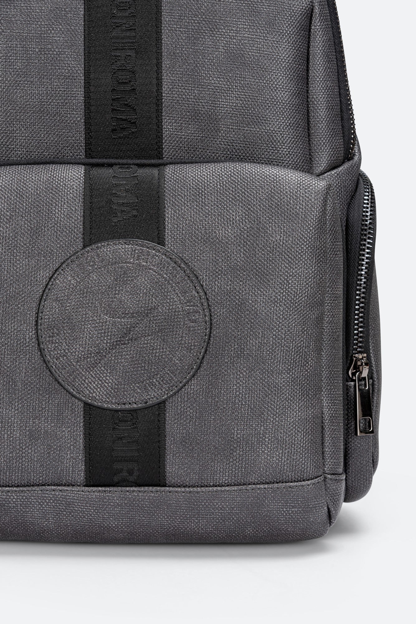 Tristan Textured Blue Backpack with logo and front logo band