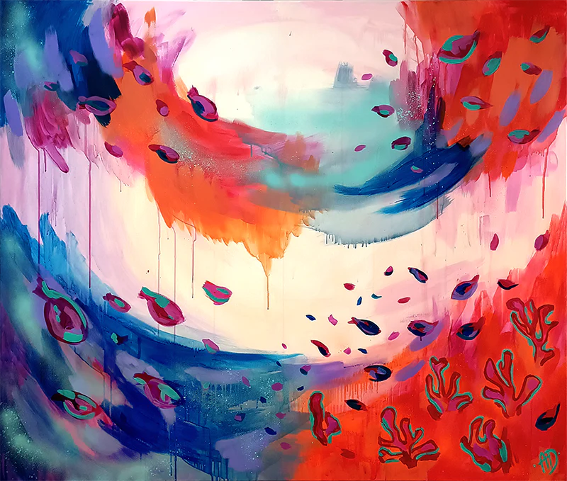 Grande peinture originale de la grande barrière de corail II