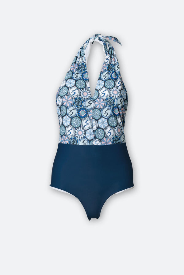 Teodosia Print One-Piece Swimsuit and Blue Bottom Gattinoni