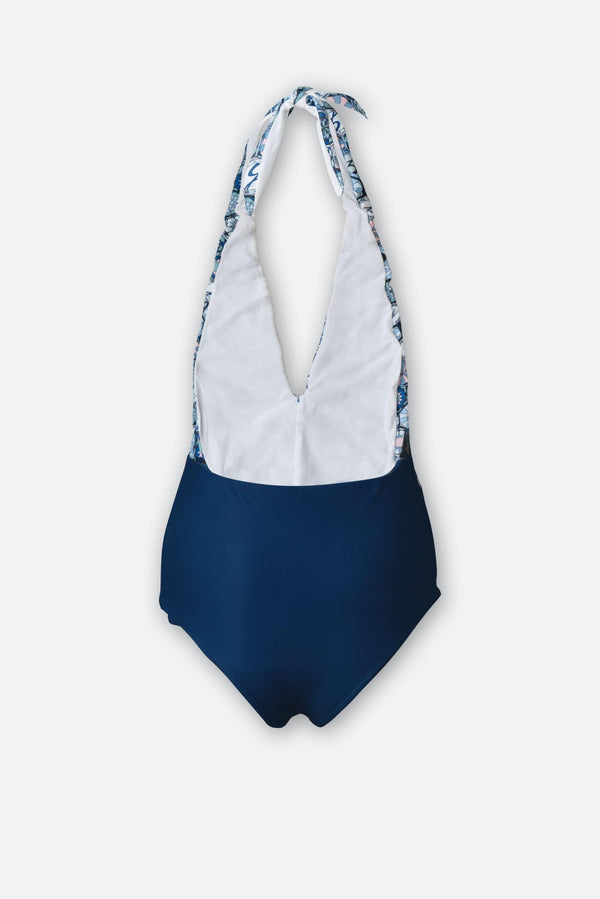 Teodosia Print One-Piece Swimsuit and Blue Bottom Gattinoni