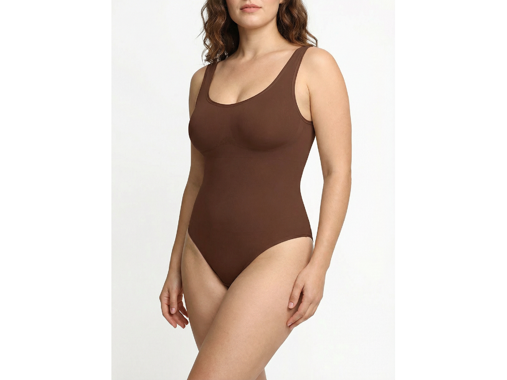 Shaping Bodysuit with Straps, BROWN M/L