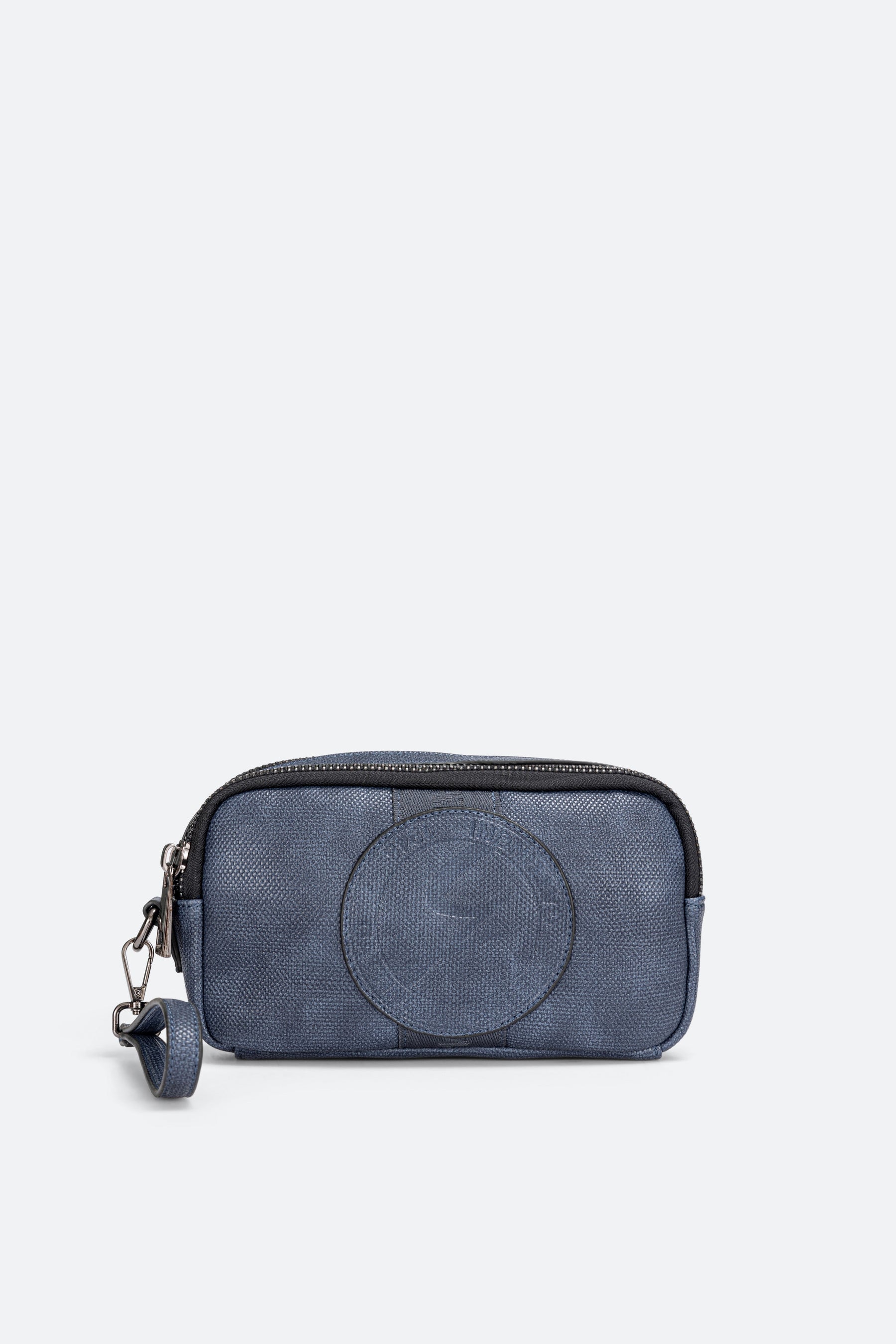 Trousse de beauté Tristan Texture avec logo en relief en bleu
