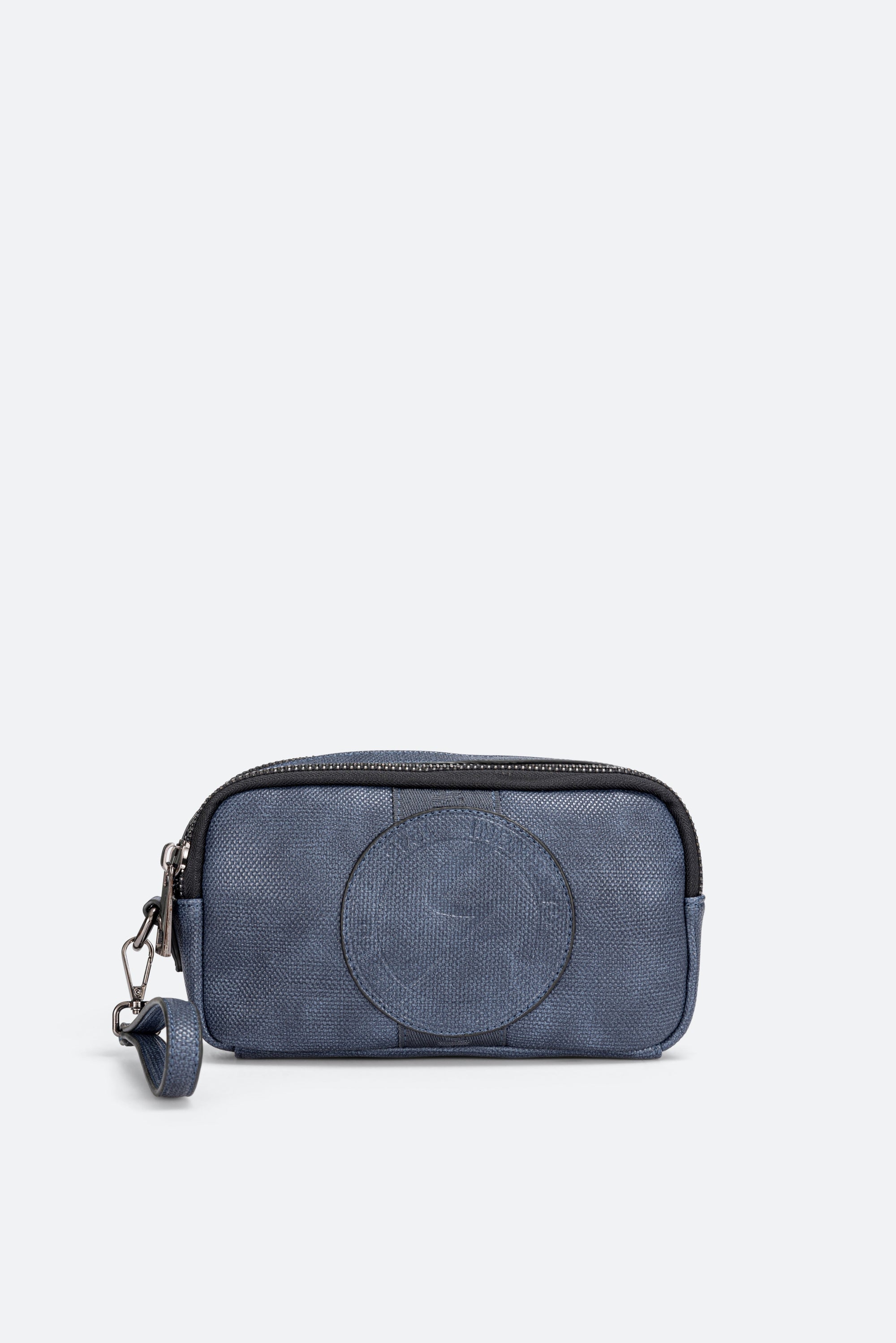 Trousse de beauté Tristan Texture avec logo en relief en bleu