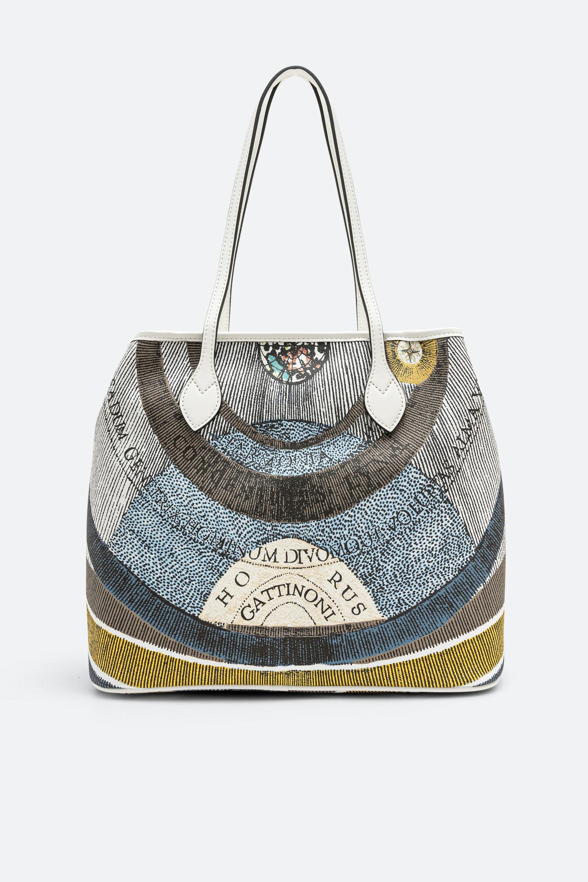 Bolsa de Compras Mediana Planetarium Luna Acabado en Cuero Blanco