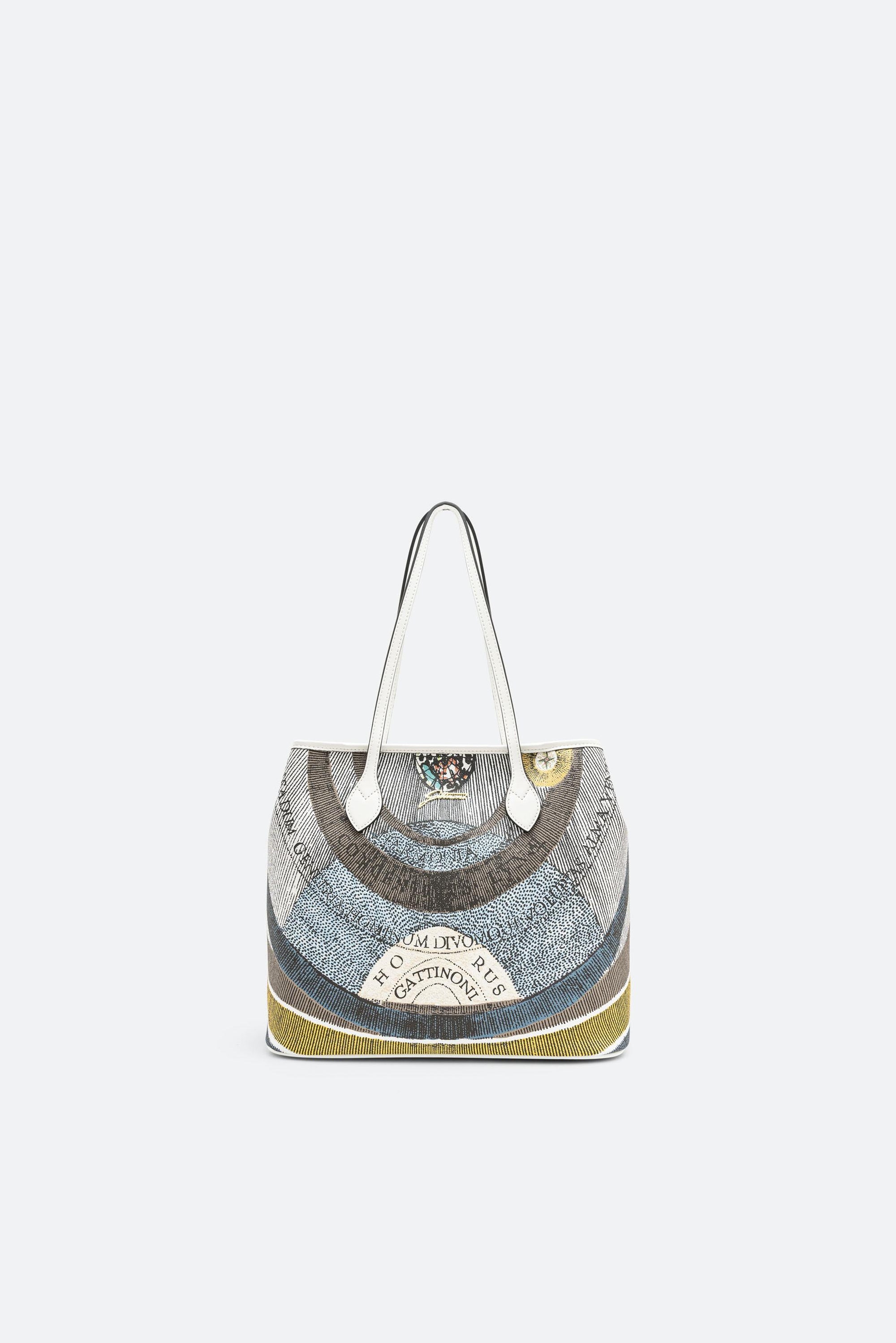 Bolsa de Compras Mediana Planetarium Luna Acabado en Cuero Blanco