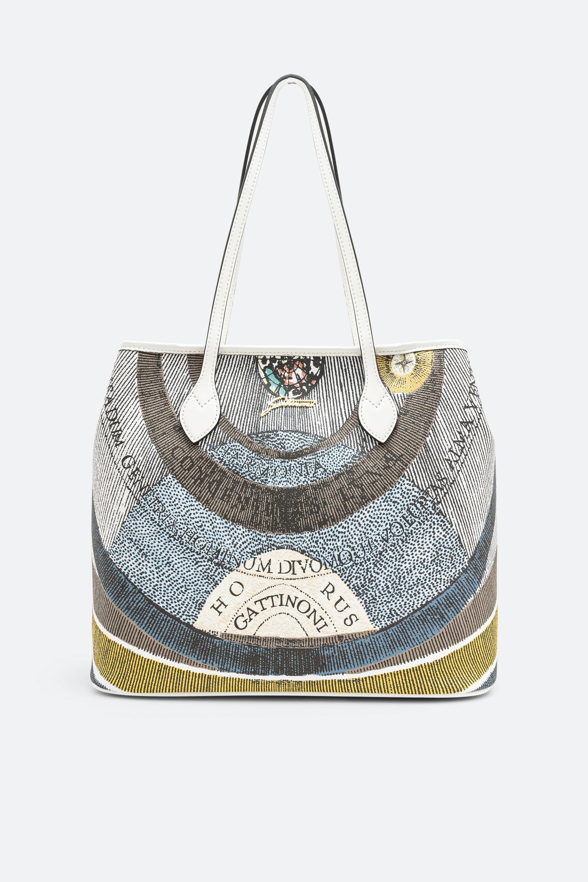 Bolsa de Compras Mediana Planetarium Luna Acabado en Cuero Blanco