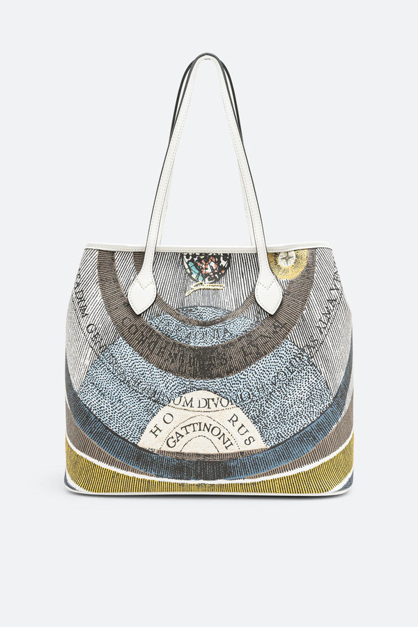 Bolsa de Compras Mediana Planetarium Luna Acabado en Cuero Blanco