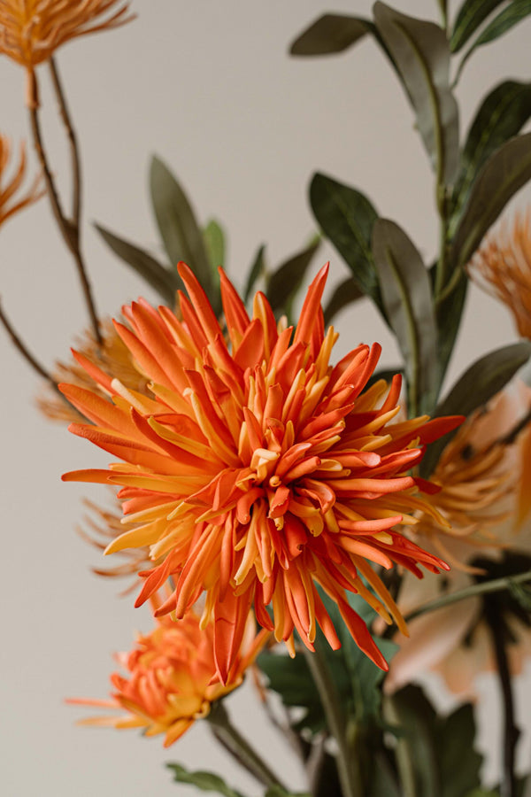 Indore Silva - Chrysanthemum - Orange - artificial branch - silk