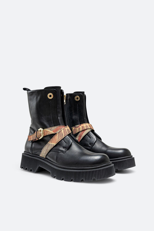 Stivaletto Joplyn in pelle stampa Planetarium colore nero