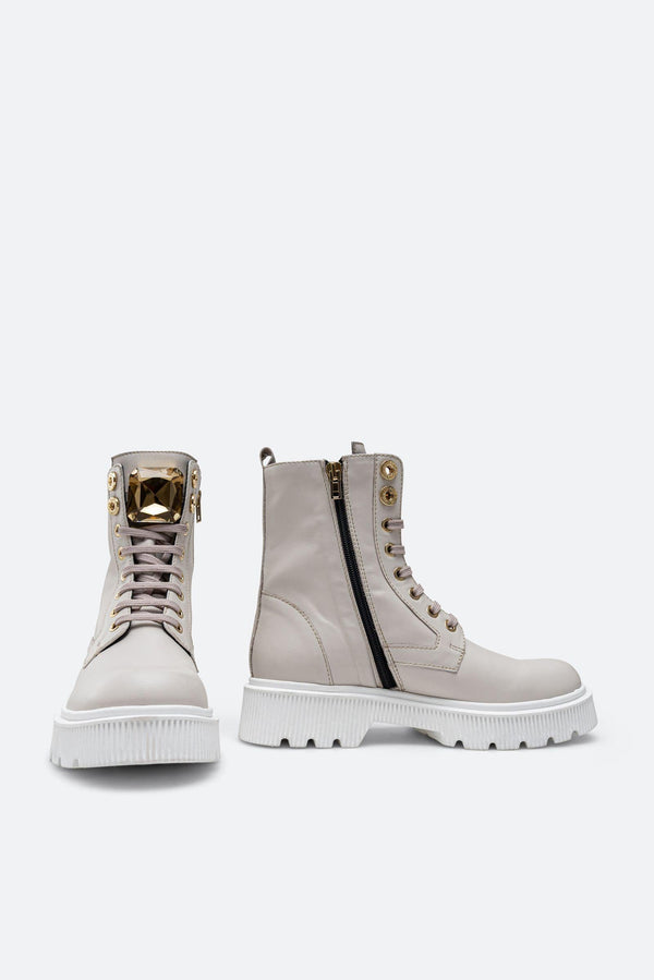 Joplyn Ankle Boot in Chalk Leather