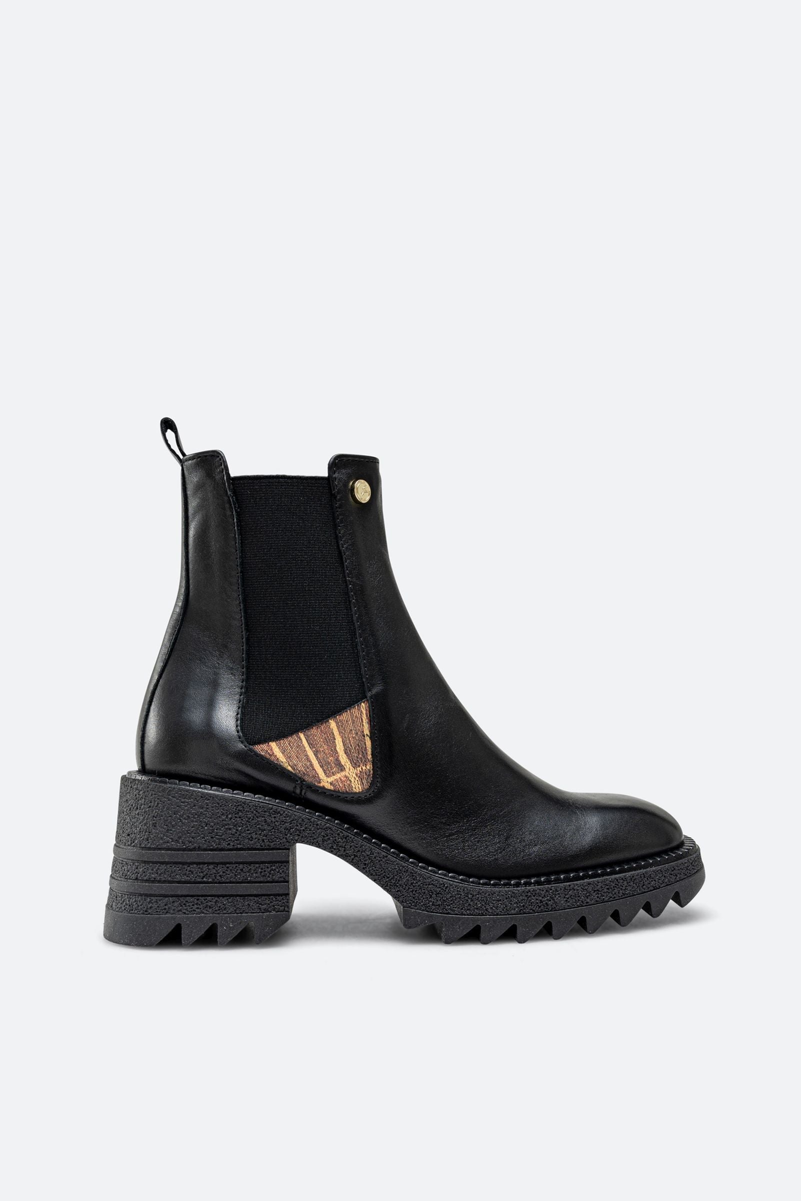 Stivaletto Leadore in pelle stampa Planetarium colore nero