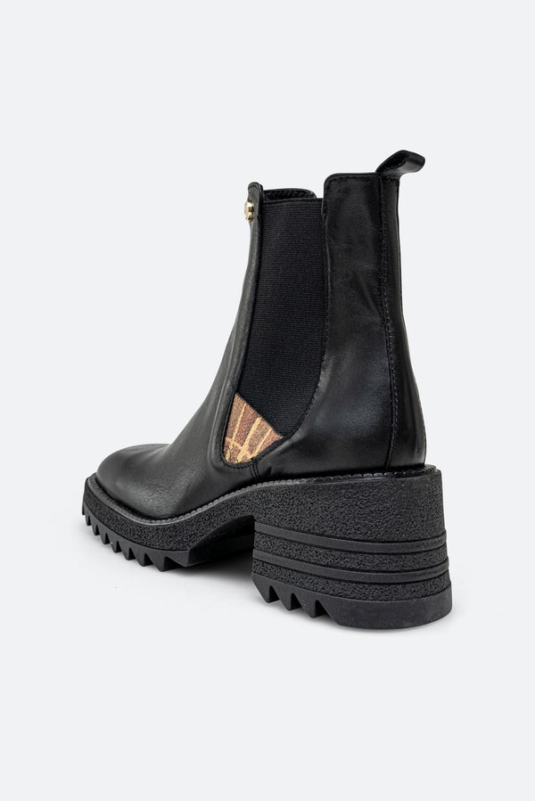 Stivaletto Leadore in pelle stampa Planetarium colore nero