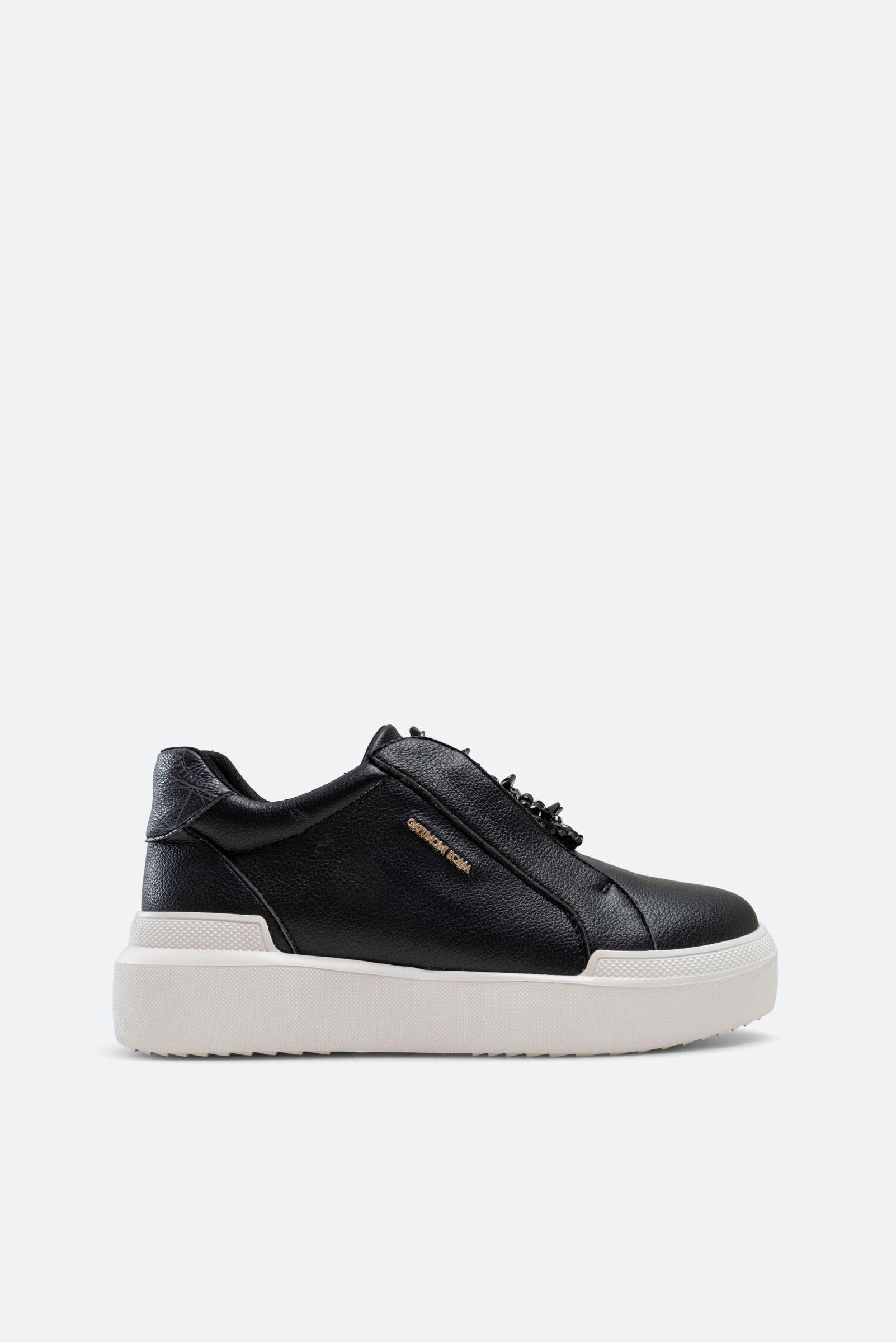 Leon Sneakers in Black Faux Leather