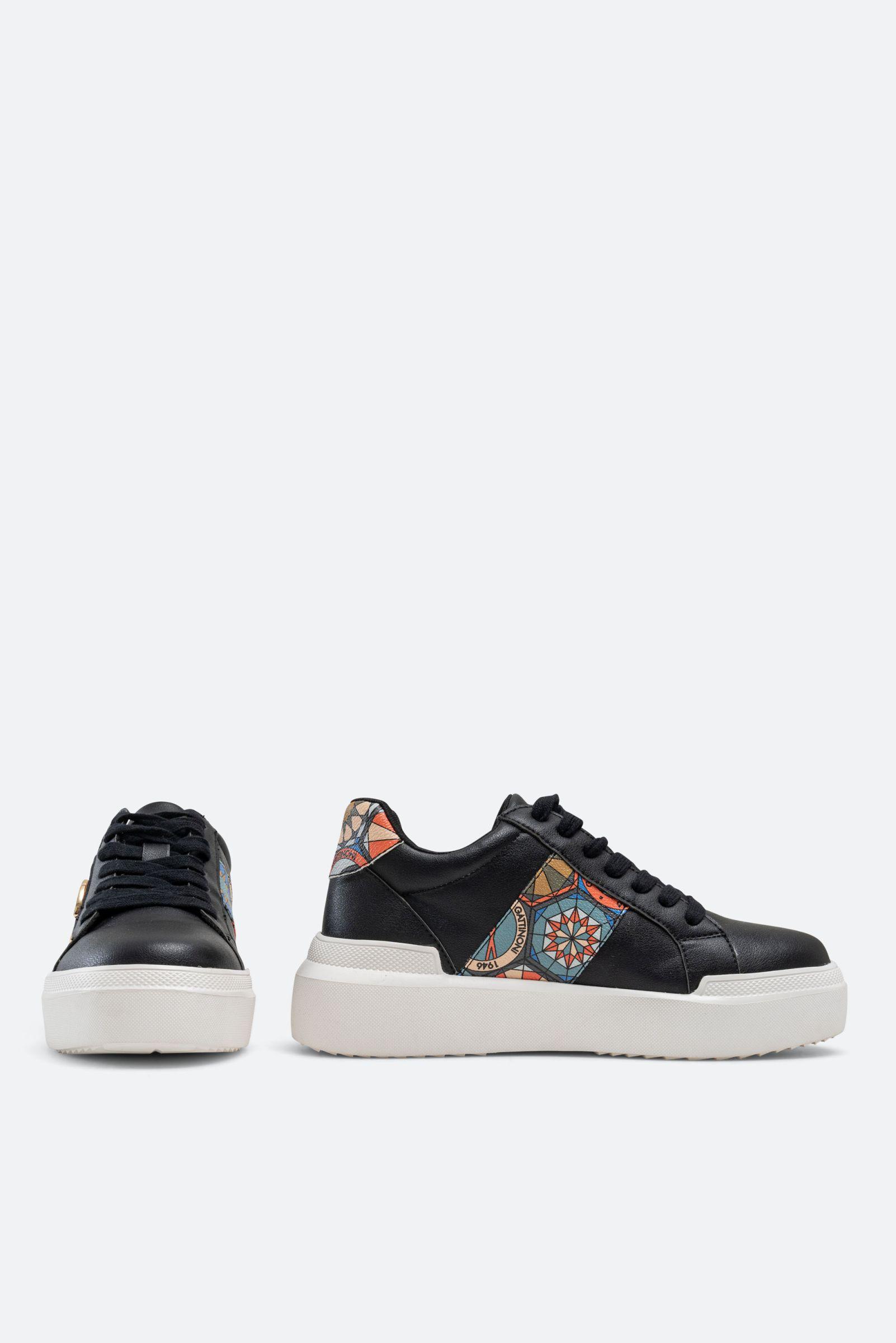Baskets Leon en simili cuir avec imprimé Teodosia couleur noire classique
