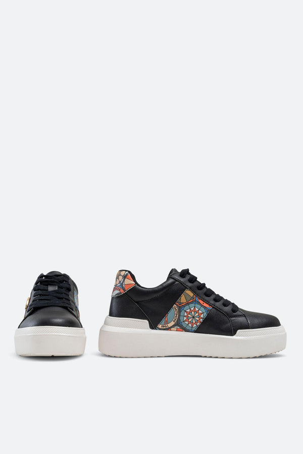 Baskets Leon en simili cuir avec imprimé Teodosia couleur noire classique