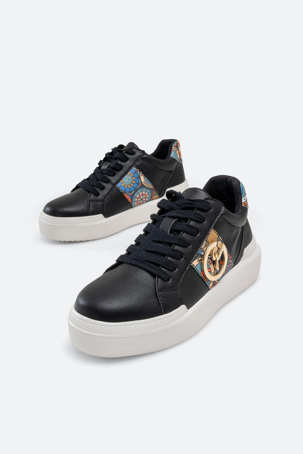 Baskets Leon en simili cuir avec imprimé Teodosia couleur noire classique