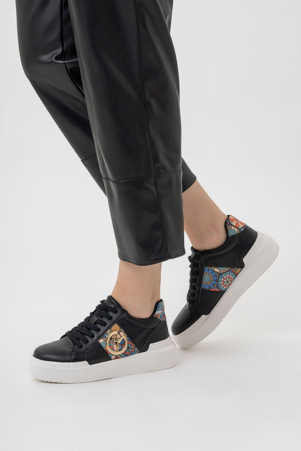 Baskets Leon en simili cuir avec imprimé Teodosia couleur noire classique