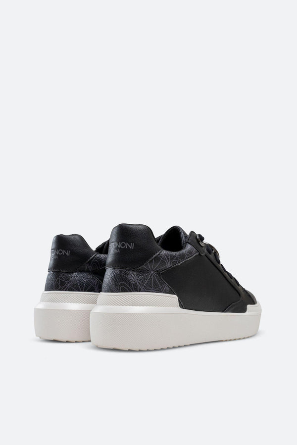 Leon Sneakers in Faux Leather with Teodosia Print in Black