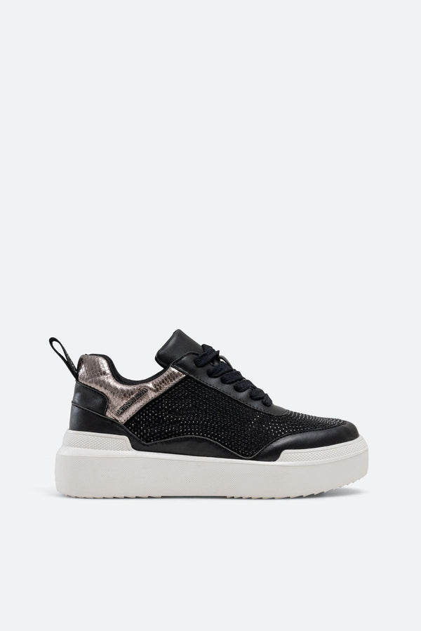 Leon sneaker in microfiber and synthetic leather black color