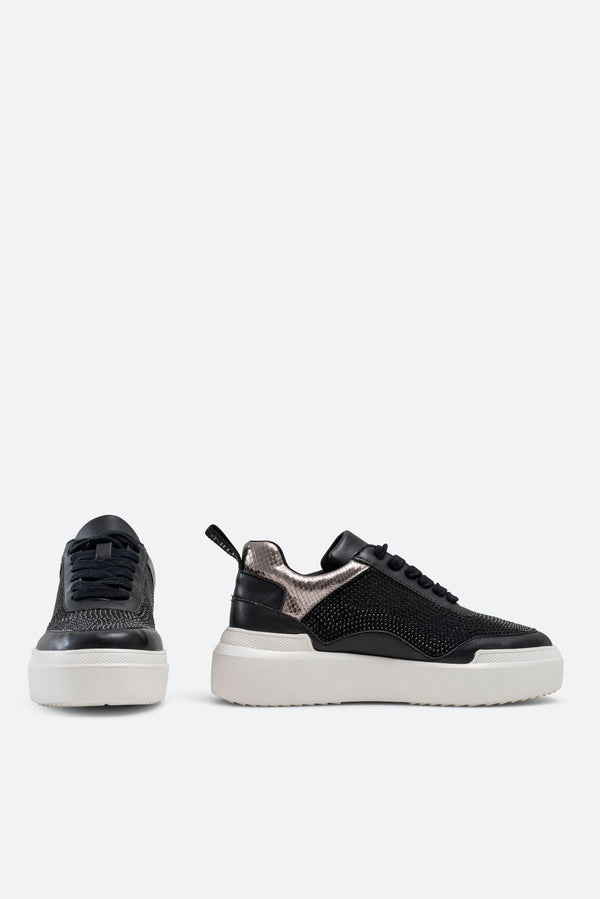 Leon sneaker in microfiber en synthetisch leer zwarte kleur