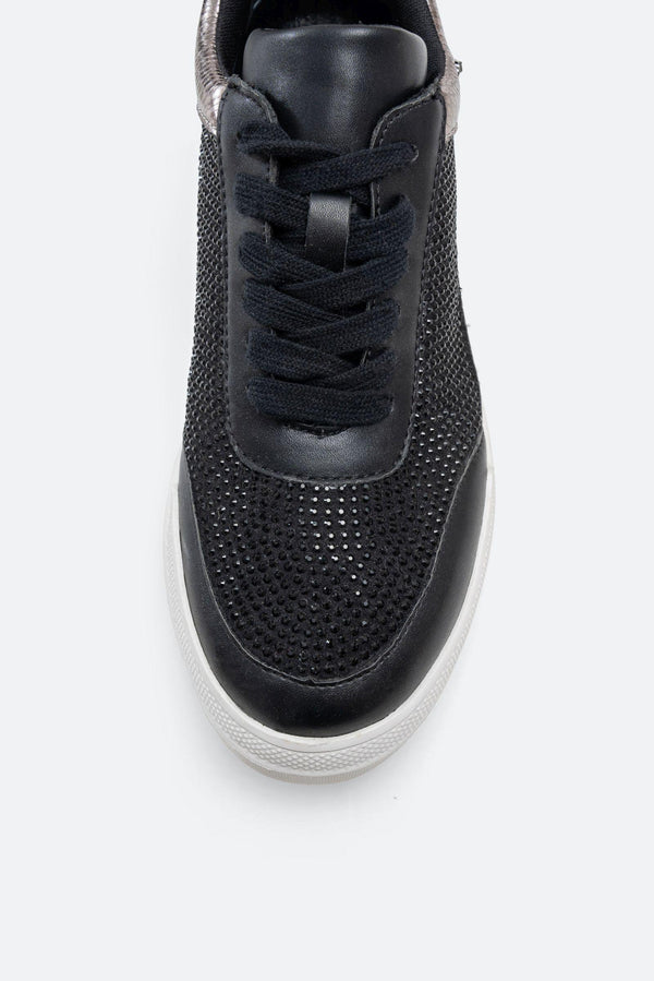 Leon sneaker in microfiber en synthetisch leer zwarte kleur
