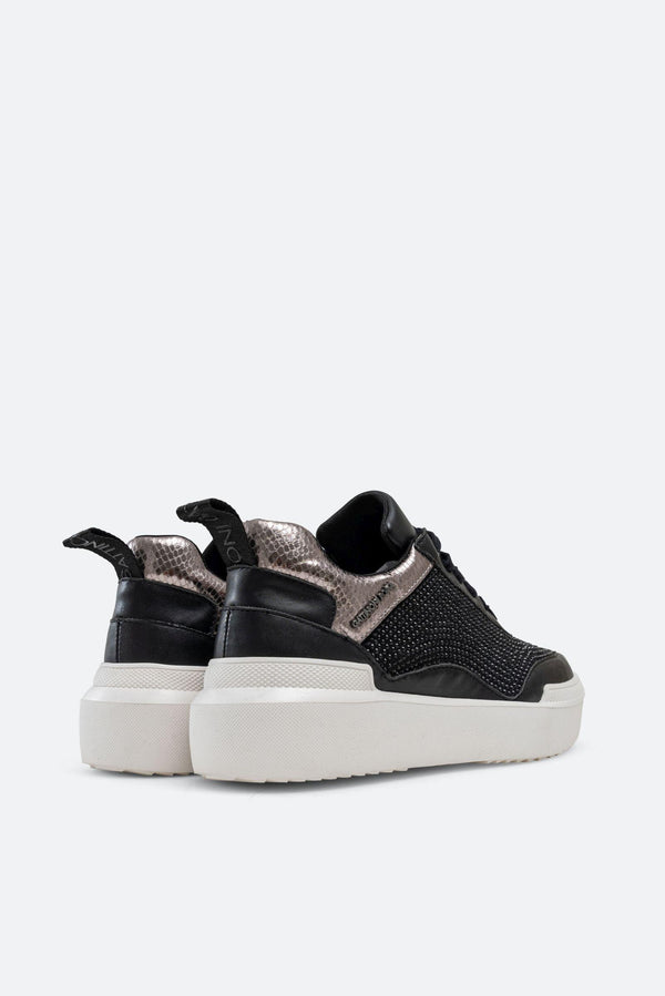 Leon sneaker in microfiber en synthetisch leer zwarte kleur