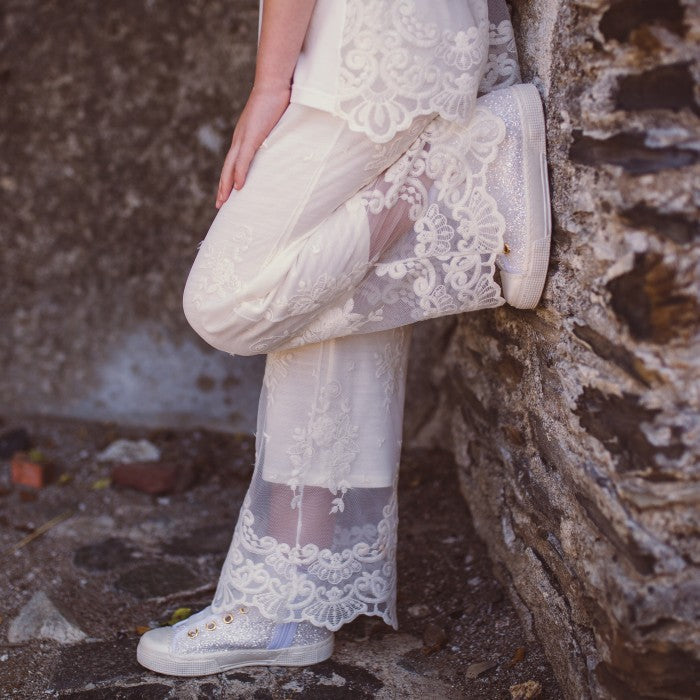 EMBROIDERED LACE PANTS