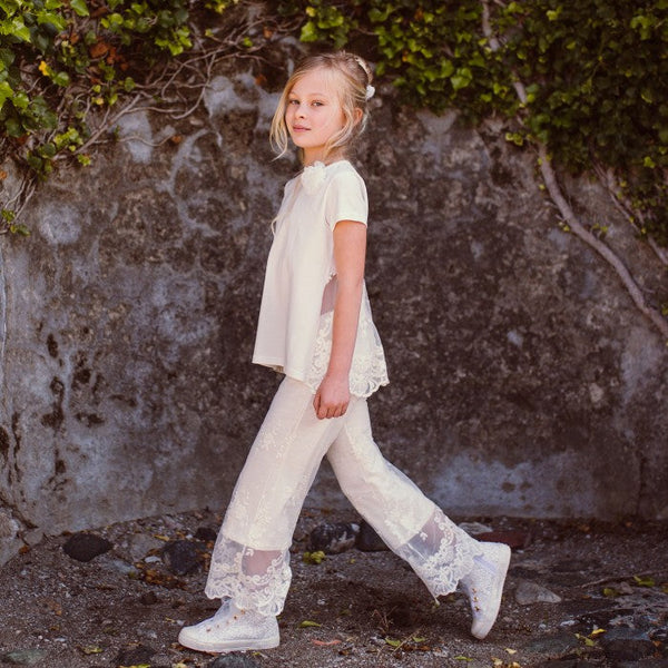 EMBROIDERED LACE PANTS