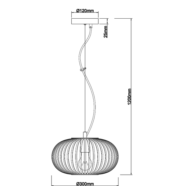 Die schwarze Chericoni Curvato Hängelampe, Ø30 cm, 1-flammig, E27, sorgt für warme, gleichmäßige Beleuchtung in Wohnräumen.