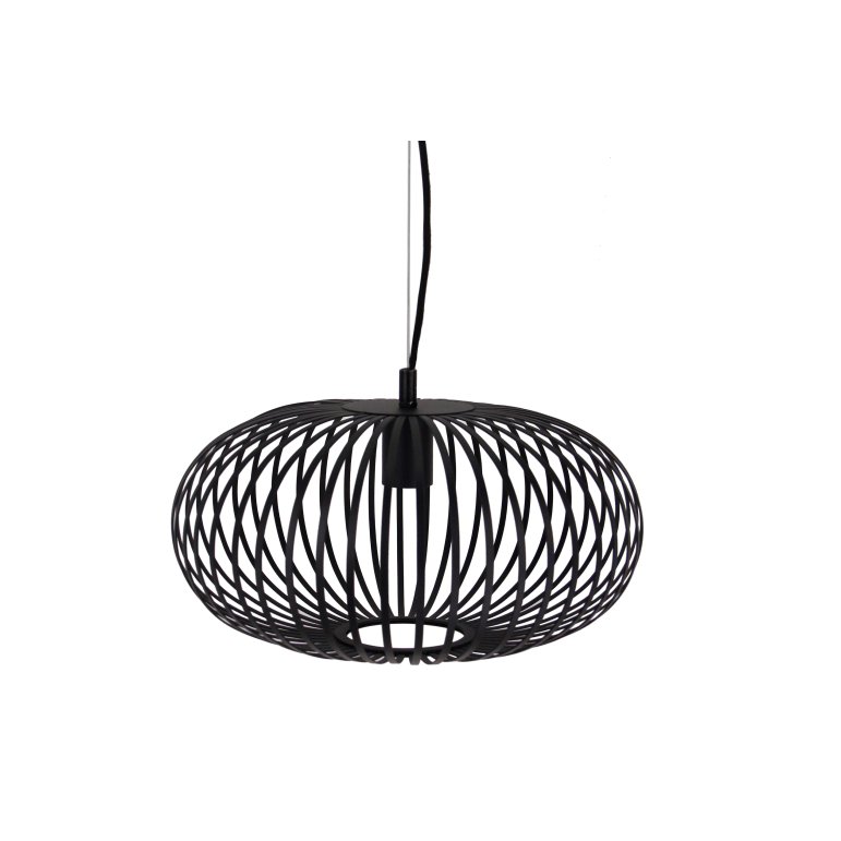 Schwarze Chericoni Curvato Hängelampe, Ø40 cm, 1-flammig, E27, verbindet klares Design mit angenehmer Lichtwirkung.