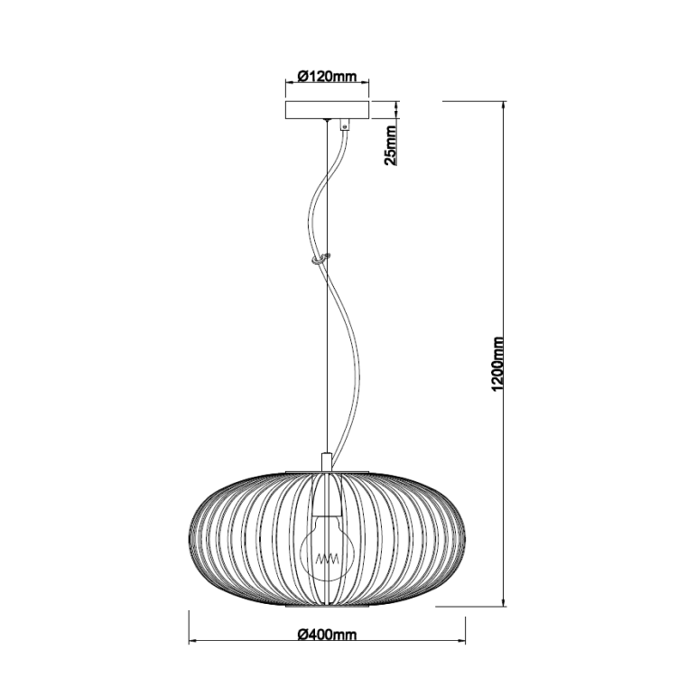 Die schwarze Chericoni Curvato Hängelampe, Ø40 cm, 1-flammig, E27, setzt elegante Akzente in modernen Interieurs.