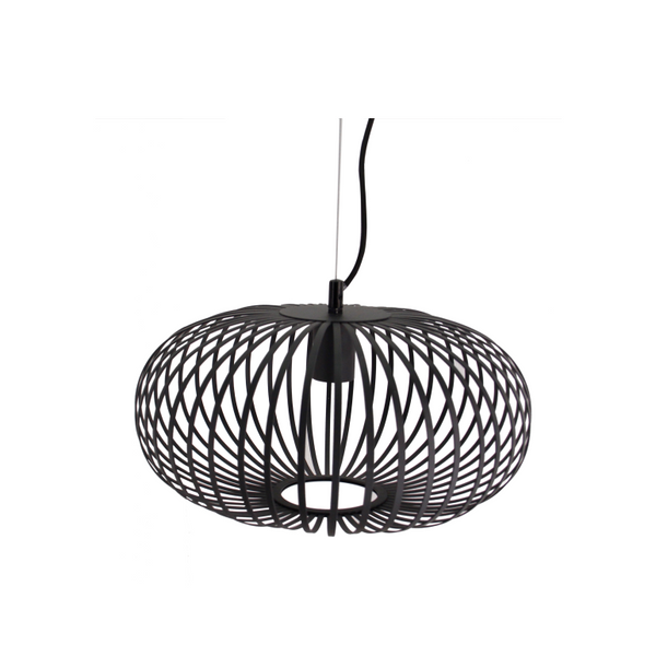 Schwarze Chericoni Curvato Hängelampe, Ø40 cm, 2-flammig, E27, verbindet klares Design mit funktionaler Lichtwirkung.