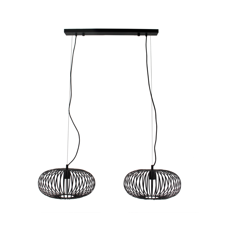 Elegante Chericoni Curvato Lampe zum Hängen, Ø40 cm, 2-flammig, E27, in zeitlosem Schwarz für minimalistische Raumgestaltung.