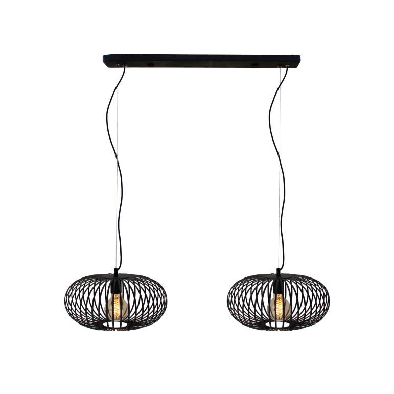 Die Chericoni Curvato Hängelampe in Schwarz, Ø40 cm, 2-flammig, E27, bringt modernes Design und harmonisches Licht in jeden Raum.