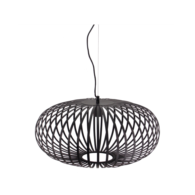 Schwarze Chericoni Curvato Hängelampe, Ø60 cm, 1-flammig, E27, verbindet minimalistisches Design mit funktionaler Lichtwirkung.