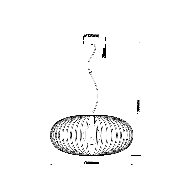 Die schwarze Chericoni Curvato Hängelampe, Ø60 cm, 1-flammig, E27, setzt stilvolle Akzente in modernen Interieurs.