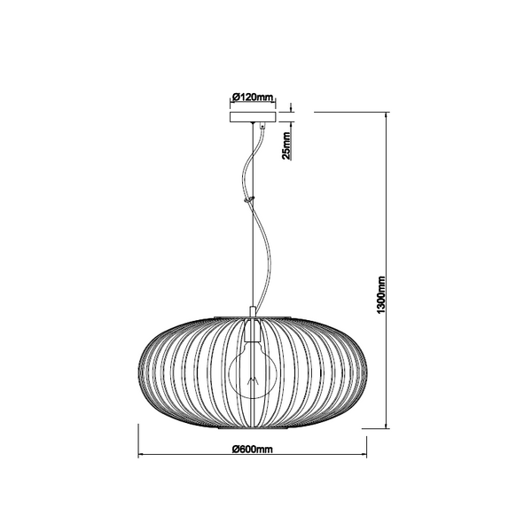 Die schwarze Chericoni Curvato Hängelampe, Ø60 cm, 1-flammig, E27, setzt stilvolle Akzente in modernen Interieurs.