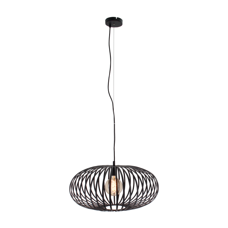 Die Chericoni Curvato Hängelampe in Schwarz, Ø60 cm, 1-flammig, E27, verleiht großen Räumen moderne Eleganz und dezentes Licht.