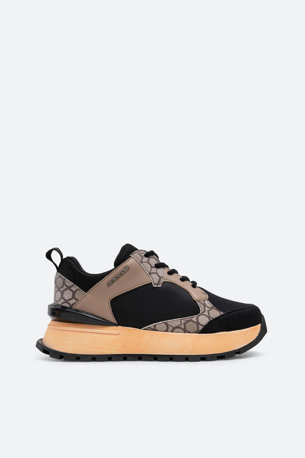 Nancy Sneaker in Black Geometric Print Fabric