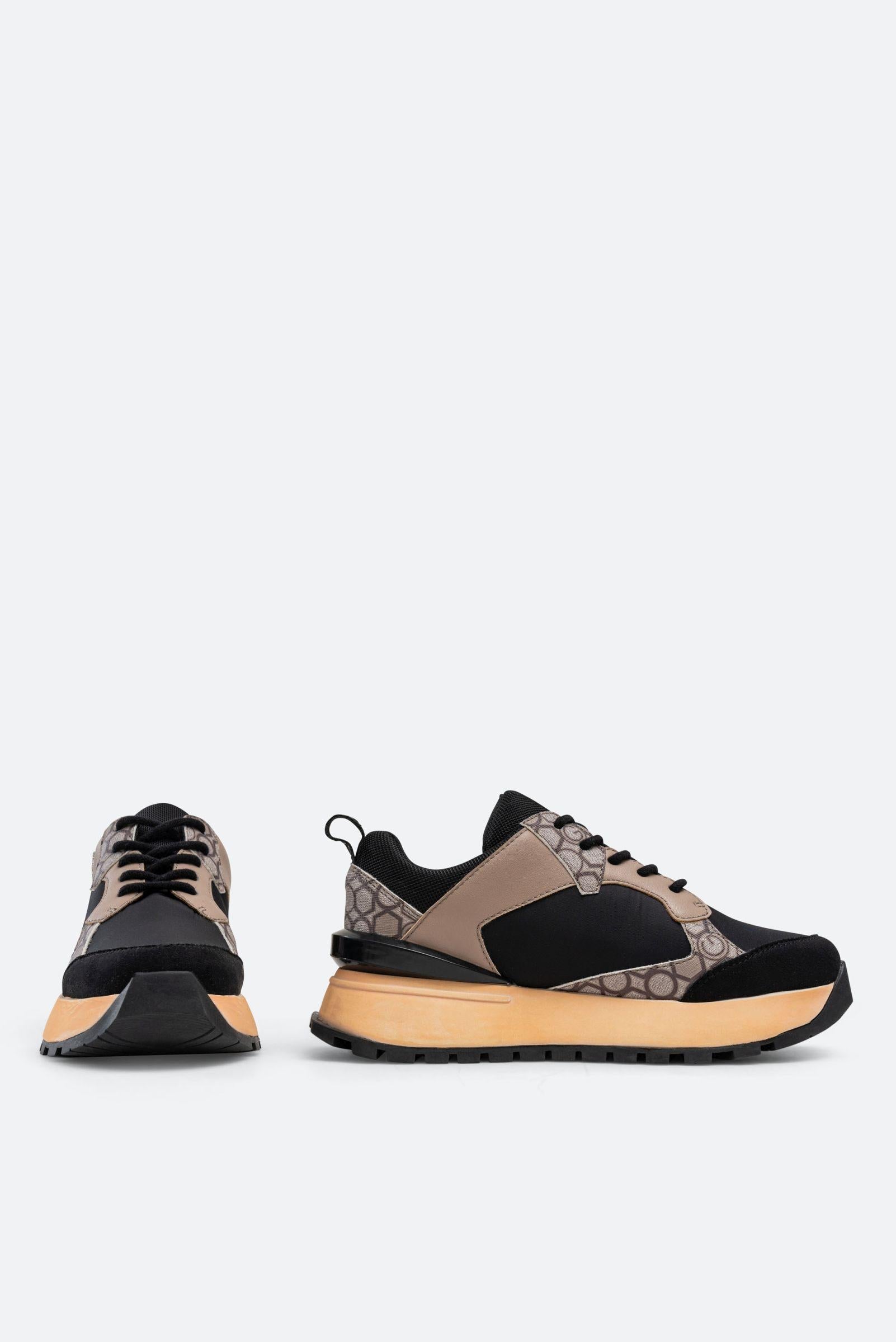 Nancy Sneaker in Black Geometric Print Fabric